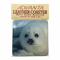 Snow White Sea Lion Single Leather Photo Coaster