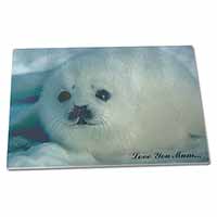 Large Glass Cutting Chopping Board White Sea Lion 