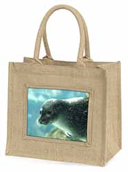 Sea Lion Natural/Beige Jute Large Shopping Bag