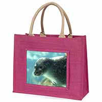 Sea Lion Large Pink Jute Shopping Bag