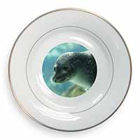 Sea Lion Gold Rim Plate Printed Full Colour in Gift Box