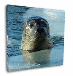 Sea Lion in Ice Water Square Canvas 12"x12" Wall Art Picture Print