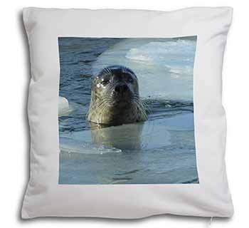 Sea Lion in Ice Water Soft White Velvet Feel Scatter Cushion