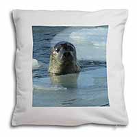 Sea Lion in Ice Water Soft White Velvet Feel Scatter Cushion