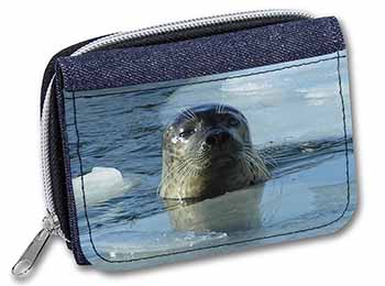 Sea Lion in Ice Water Unisex Denim Purse Wallet