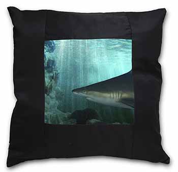 Shark Photo Black Satin Feel Scatter Cushion