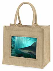 Shark Photo Natural/Beige Jute Large Shopping Bag