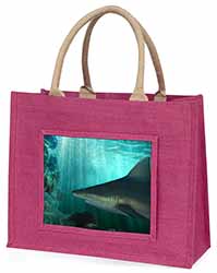 Shark Photo Large Pink Jute Shopping Bag