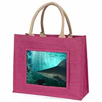 Shark Photo Large Pink Jute Shopping Bag