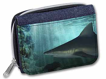 Shark Photo Unisex Denim Purse Wallet