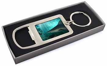 Shark Photo Chrome Metal Bottle Opener Keyring in Box