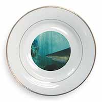 Shark Photo Gold Rim Plate Printed Full Colour in Gift Box