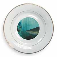 Shark Photo Gold Rim Plate Printed Full Colour in Gift Box