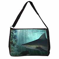 Shark Photo Large Black Laptop Shoulder Bag School/College