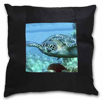 Turtle by Coral Black Satin Feel Scatter Cushion