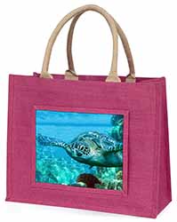 Turtle by Coral Large Pink Jute Shopping Bag
