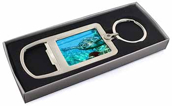 Turtle by Coral Chrome Metal Bottle Opener Keyring in Box