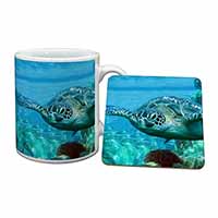 Turtle by Coral Mug and Coaster Set