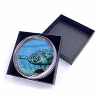 Turtle by Coral Glass Paperweight in Gift Box