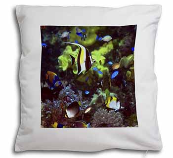 Tropical Fish Soft White Velvet Feel Scatter Cushion