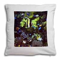 Tropical Fish Soft White Velvet Feel Scatter Cushion