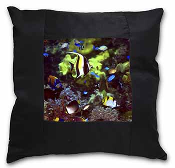 Tropical Fish Black Satin Feel Scatter Cushion