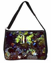 Tropical Fish Large Black Laptop Shoulder Bag School/College