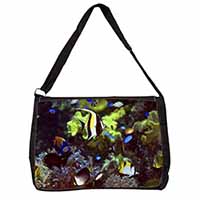 Tropical Fish Large Black Laptop Shoulder Bag School/College