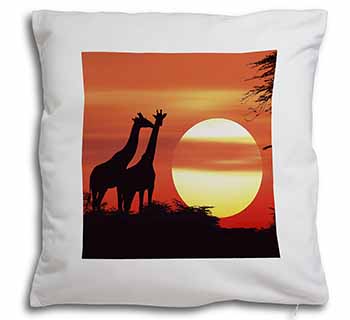 Sunset Giraffes Soft White Velvet Feel Scatter Cushion