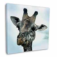 Cheeky Giraffes Face Square Canvas 12"x12" Wall Art Picture Print