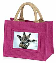 Cheeky Giraffes Face Little Girls Small Pink Jute Shopping Bag