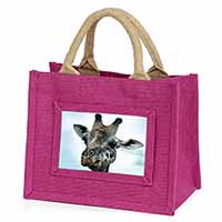 Cheeky Giraffes Face Little Girls Small Pink Jute Shopping Bag