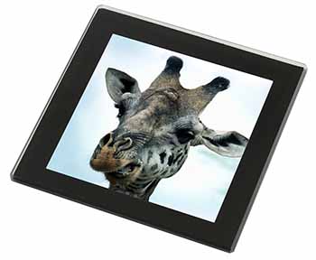 Cheeky Giraffes Face Black Rim High Quality Glass Coaster