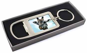 Cheeky Giraffes Face Chrome Metal Bottle Opener Keyring in Box