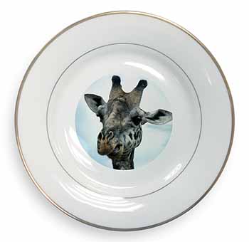 Cheeky Giraffes Face Gold Rim Plate Printed Full Colour in Gift Box