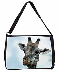 Cheeky Giraffes Face Large Black Laptop Shoulder Bag School/College