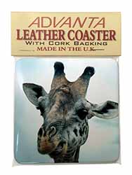 Cheeky Giraffes Face Single Leather Photo Coaster