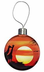 Sunset Giraffes Christmas Bauble