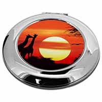 Sunset Giraffes Make-Up Round Compact Mirror