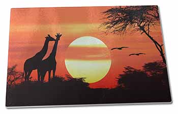Large Glass Cutting Chopping Board Sunset Giraffes
