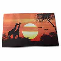 Large Glass Cutting Chopping Board Sunset Giraffes