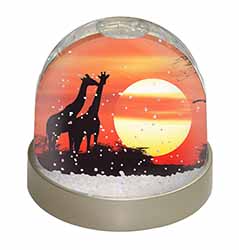 Sunset Giraffes Snow Globe Photo Waterball