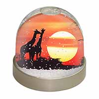 Sunset Giraffes Snow Globe Photo Waterball