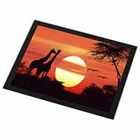 Sunset Giraffes Black Rim High Quality Glass Placemat