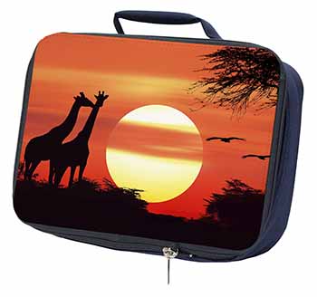 Sunset Giraffes Navy Insulated School Lunch Box/Picnic Bag