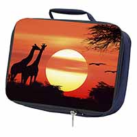 Sunset Giraffes Navy Insulated School Lunch Box/Picnic Bag