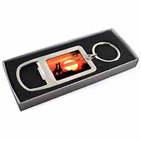 Sunset Giraffes Chrome Metal Bottle Opener Keyring in Box