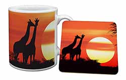 Sunset Giraffes Mug and Coaster Set