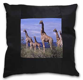 Giraffes Black Satin Feel Scatter Cushion