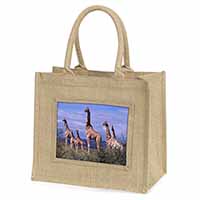 Giraffes Natural/Beige Jute Large Shopping Bag